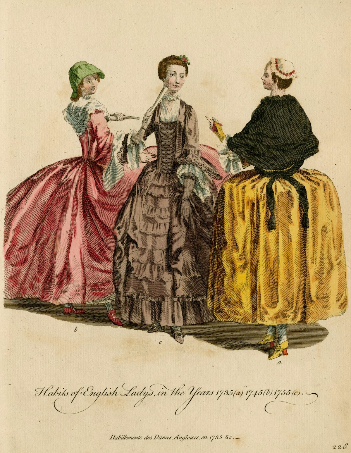 Habits of English ladies in the years 1735 (a), 1745 (b) and 1755 (c) |  Works of Art | RA Collection | Royal Academy of Arts